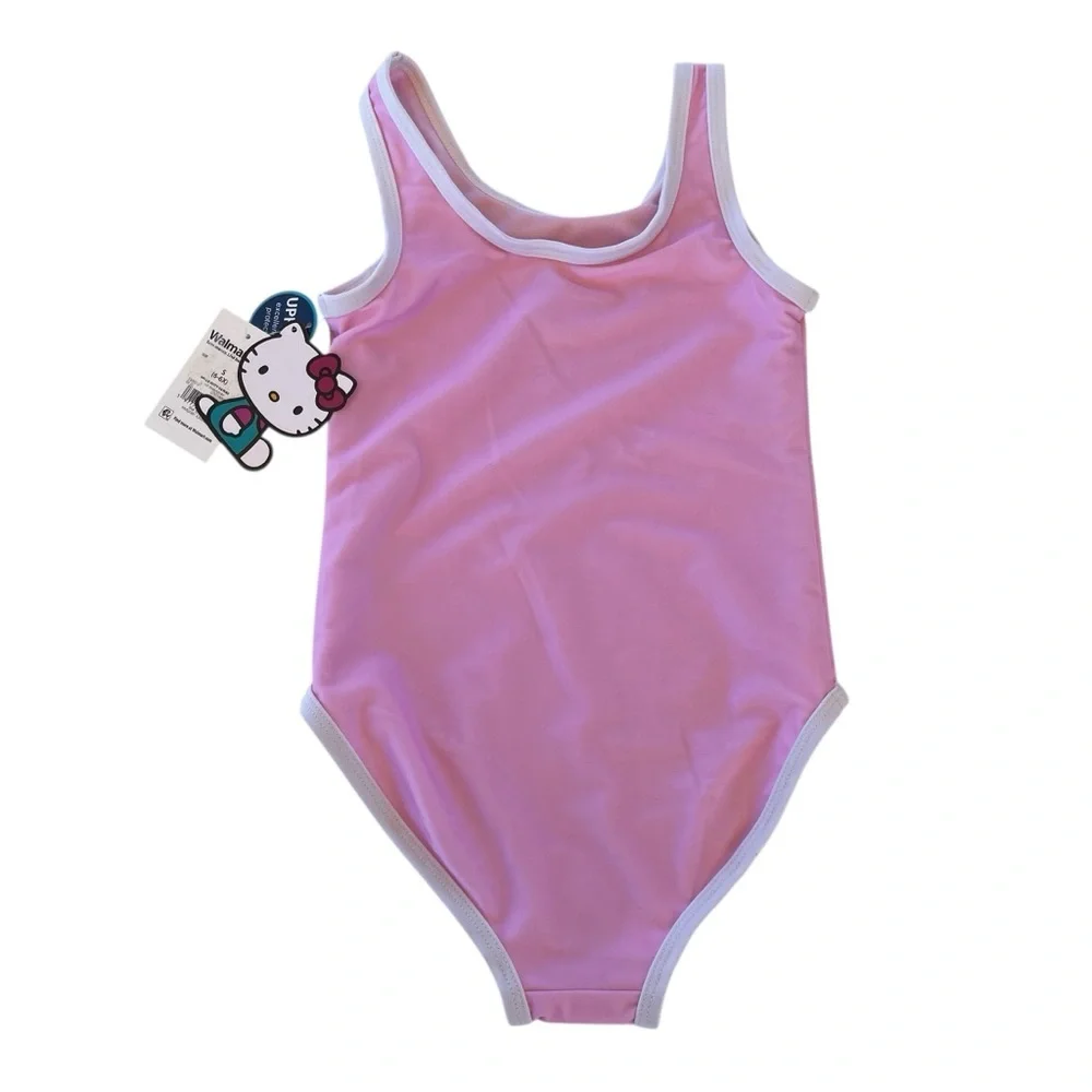 Hello Kitty by Sanrio Light Pink White One Piece Swimsuit Girls size S(6/6X)